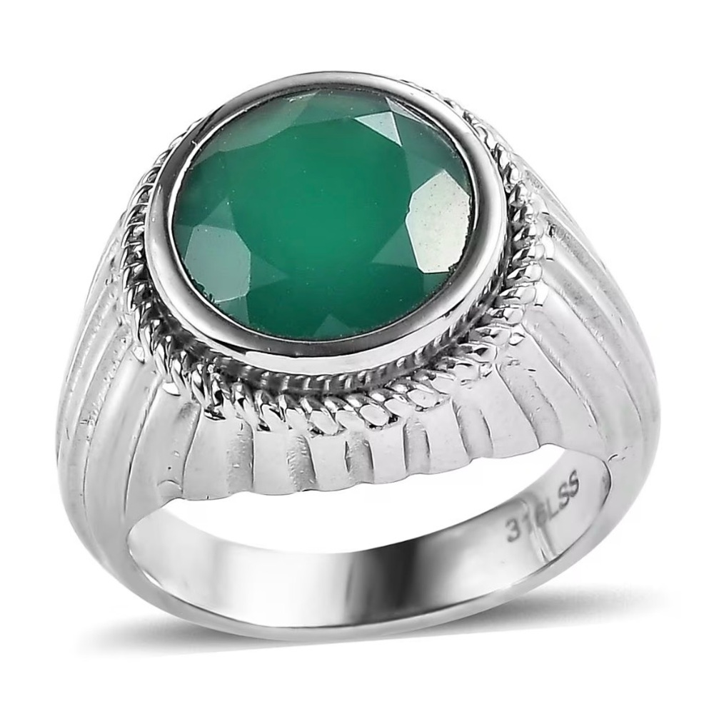 💥NWOT💥 Women’s Green Onyx Solitaire Ring in Hypoallergenic Stainless Steel